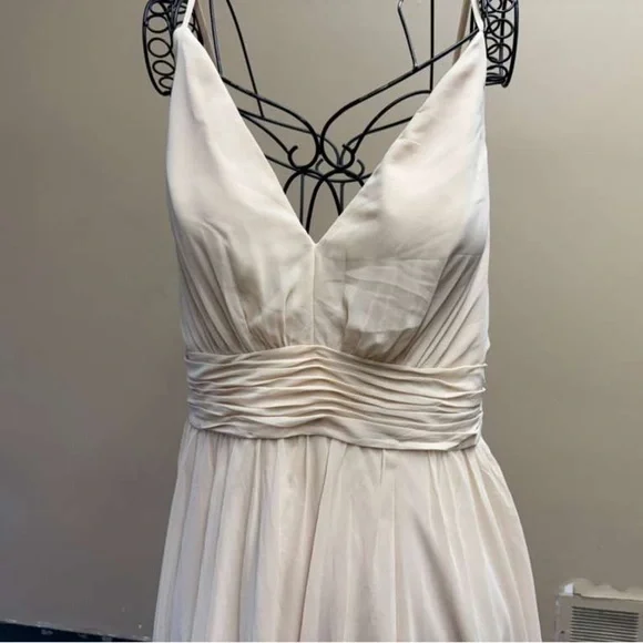 Kennedy Blue , Elegant Cream Maxi Dress with Ruched Detail - Picture 4 of 11